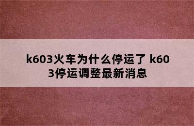 k603火车为什么停运了 k603停运调整最新消息